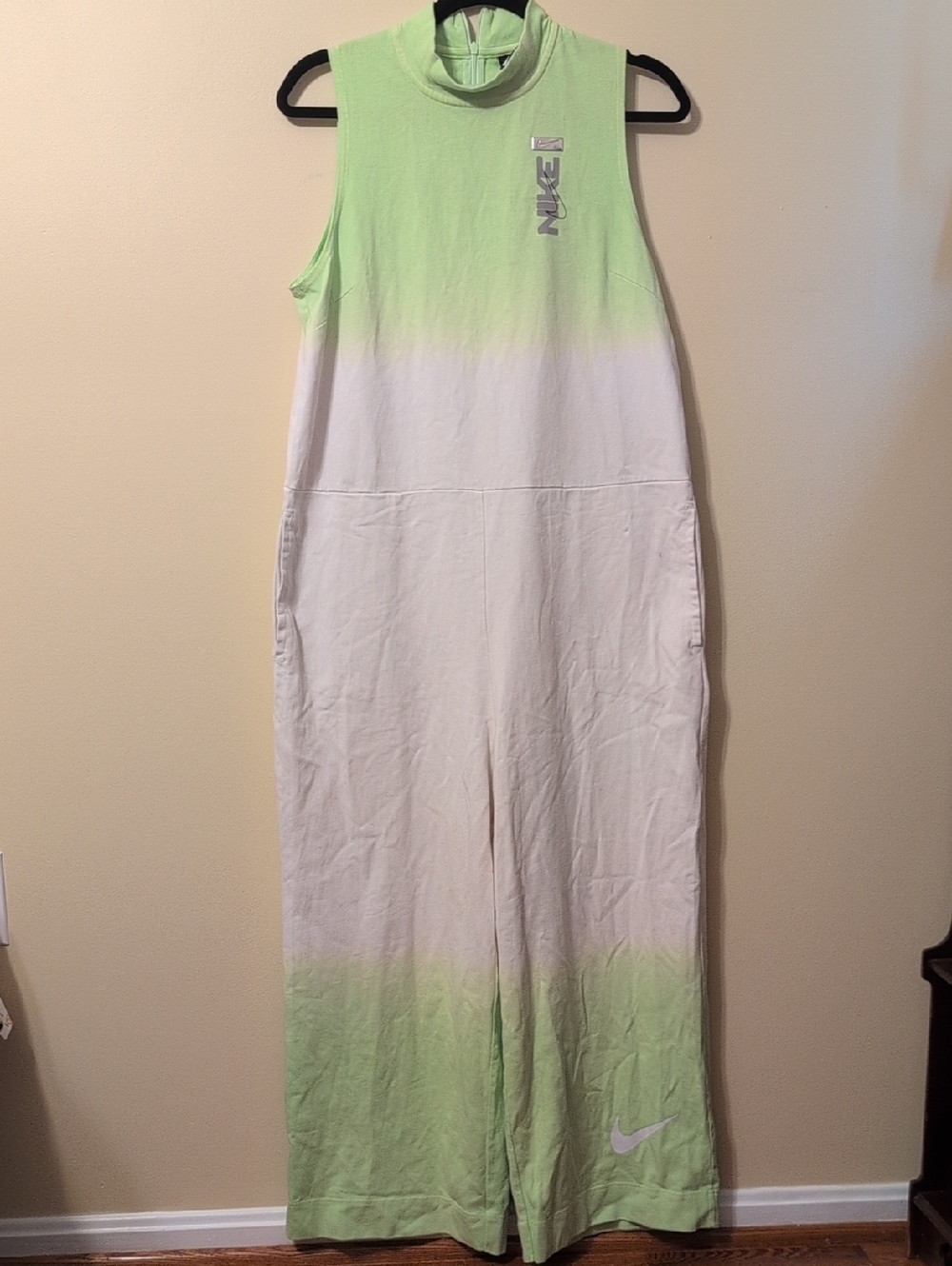 Nike Green and White Dip-Dye Sleeveless Jumpsuit